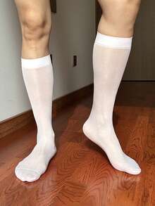1Pair Men's Suit Socks With Diagonal Stripes - Polyamide Blend, Breathable Male Sheer Suit Stocking, Mid-Calf Length, Business Socks, Ideal For Formal Attire & Daily Use, Business Dress, Casual Dress, Dating, All Season - Multicolor - View 5