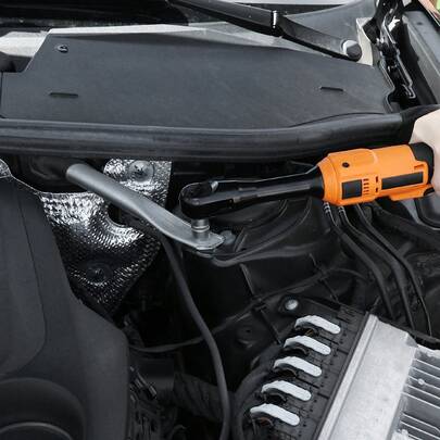 Cordless Ratchet Wrench, 3/8 Inch Drive, 230 RPM, Up To 66 Ft-Lbs Of Torque, Battery Powered Electric Ratchet Wrench Set With Two 2.0Ah Batteries, Charger, Sockets, Adaptors And Cloth Bag