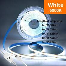 LQHZMYY 1pc USB Powered COB LED Light Strip With Touch Control Dimming, Solid Color (3000K/4000K/6000K), Suitable For Birthday Party, Space Theme Occasions, Soft Lighting For TV Backlight, Bedroom Lighting, 5V - White Light 6500K - View 3