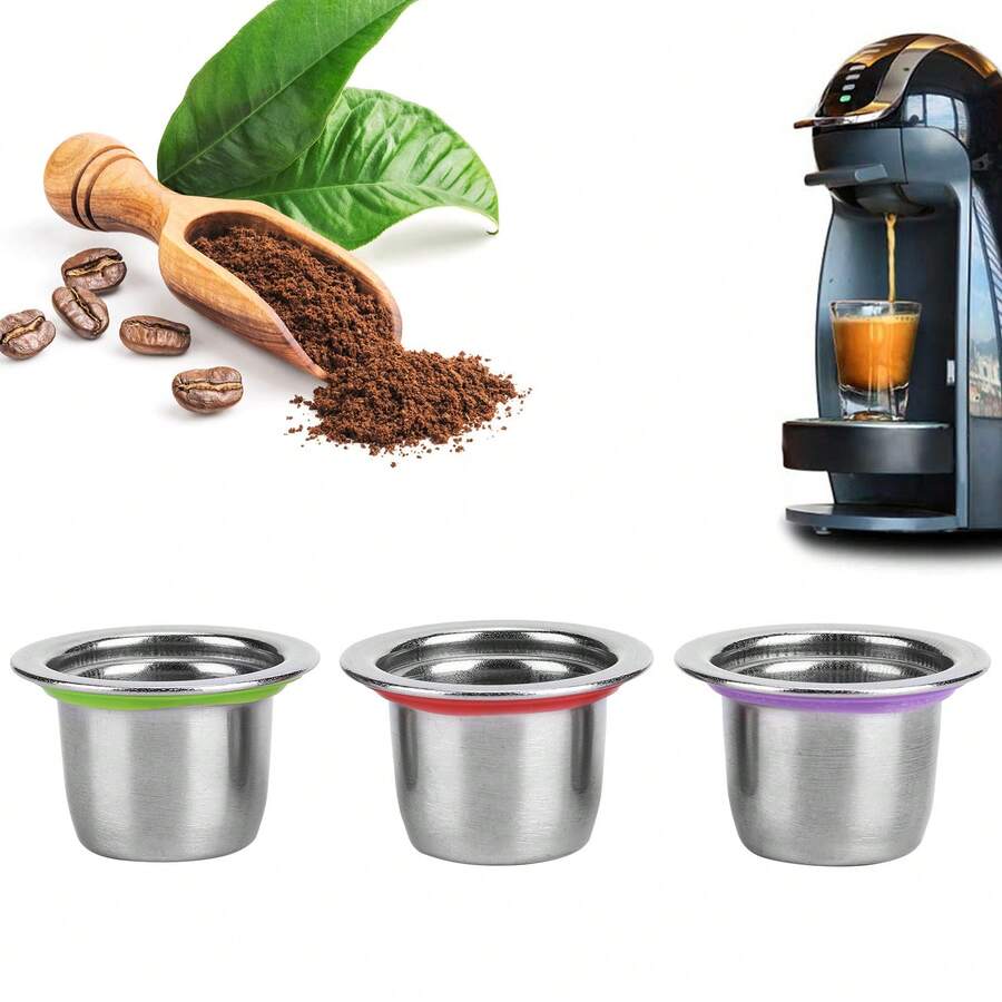 3-Pack Reusable Stainless Steel Coffee Capsules - Refillable Pods Compatible With Friendly Coffee Filters (30x22x20mm),Coffee Service Coffee Accessories - View 1