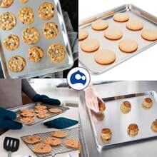 Bluelander Set de 10 Charolas para Hornear 3 * 60 * 40 cm Charolas para Hornear Galletas Charola para Pizza Charolas de Aluminio Bandeja Antiadherente Aptas para Pan Galletas y Pasteles 10 - Pago - Ver 6