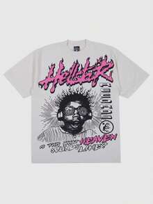 Hellstars Is This What Heaven Sounds Like? Y2K Graphic T-Shirt,220g 100% Cotton,Round Neck Short Sleeve,Cream Streetwear Essential,Unisex Style - White - View 1