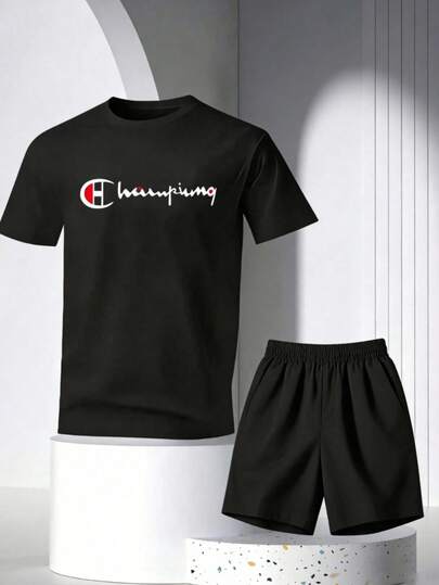 Hombre002y007 Conjunto de Camiseta y Shorts, Material Suave y Transpirable, Ropa de Verano Resistente