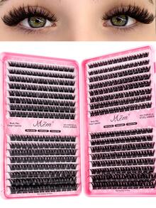 MEM 384/352pcs Individual Cluster False Eyelashes DIY Home Use Cluster Eyelash Extension Makeup, DIY Personalized False Eyelashes, 3D Russian Curly Thick Eyelashes, Create Dramatic Messy Mink Makeup Effect, Suitable For Stage Makeup, Daily Makeup, Cosplay, Full Face Makeup And Daily Wear, Portable And Easy To Use, Suitable For Daily Or - 黑色 - 查看 11