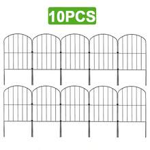 10pcs Metal Garden Fencing Fence Panel Lawn Border Edging Animal Barrier Fence - 10pcs Black - View 3