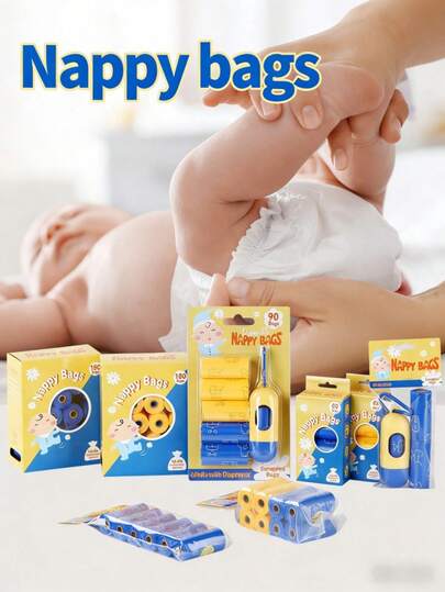 1 Set Outdoor Diapers, Trash Bags, Car Trash Bags, Baby Stroller, Disposable Flat-Topped Rolled Edge Diapers, Thick Leak-Proof Outdoor Trash Bags