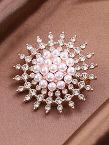 1枚优雅锌合金仿珍珠雪花胸针，适合女士日常佩戴 - 太陽花 - 查看 7