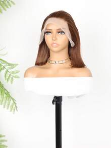 180% Density 13*4 Lace Front Blende Hair Wig (Bob Wigs 6-16inch Long Wigs 18-36 Inchs) Glueless Wig Long Straight Wig Preplucked Blende Hair Natural Hairline For Women Black/Brown/Burgundy/ Orange Color Blended Hair Is Made From Human Blende Hair Mixed With Synthetic Fibers And Protein Filaments - S4 - View 3