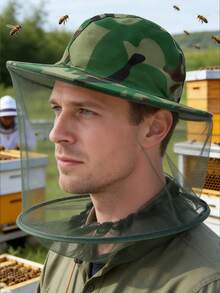 Green Camouflage Mosquito Mesh Hat Fishing Bucket Hat - Camouflage - View 7