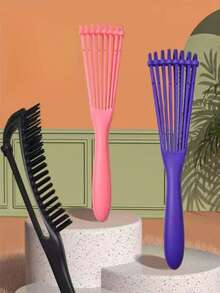 8-Prong Detachable Massage Hair Brush, Breathable Rib Comb For Smooth Hair, Tangle-Free Styling, Scalp Massage - A - View 3