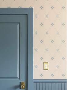 Farmhouse Style Star Wallpaper - Retro Plaid Removable Or Non-Adhesive Wallpaper, Customizable Colors - 1PC - View 1
