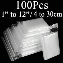 XZV 100pcs 1.57" To 11.81" Plastic Resealable Bags, Foldable Storage Bags, Reusable Ziplock Seal Gift Bags, 0.065mm/2.56mil Thick, Clear Jewelry Packaging Bags, Multi-Purpose Tool Accessory Pouches - View 4