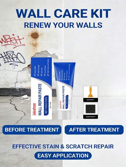 Wall Repair Kit - Home Wall Stain, Graffiti, Renovation, Wall Paint Peeling, Crack Repair Paste. Specially Designed To Fill Cracks And Holes In Walls, Provides Strong Adhesive. (Suitable As Holiday Gift)