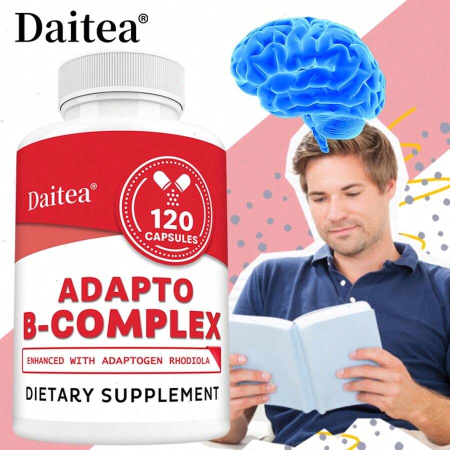 Adapto B-Complex Supplement - With Rhodiola Root Extract & Vitamin B1 - Supports Immune, Brain & Emotional Health -120 Capsules - 1 chai - Xem 1