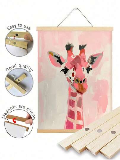 1pc Magnetic Wooden Poster Frame Hanger, Suitable For Posters, Prints, Photos, Pictures, Maps, Scrolls And Canvas Art, Hanging Scroll, Solid Wood Frame, Hanging Frame, Mobile Poster Frame, Teak Scroll Painting Core Gift, Birthday Graduation Gift