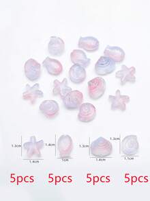 20 件/包水晶玻璃珠，渐变双色果冻海洋系列吊饰 - 鱼、海星、蜗牛、贝壳，DIY 珠宝制作配件，可用于项链、耳环、手链、钥匙扣、手机挂绳、汽车装饰 - 海洋 - 查看 14