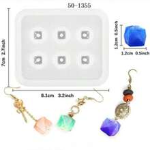 1个/4个树脂首饰硅胶模具，水晶环氧树脂珠子模具，圆形、菱形、方形、椭圆形、长方形，手链串珠环氧树脂硅胶模具，带孔宝石首饰制作环氧树脂模具，适用于耳环、吊坠、手链和项链 - 白色 - 查看 13