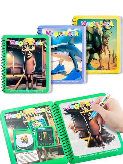 1 cuốn sổ tay màu nước ma thuật tái sử dụng với họa tiết hoạt hình, giúp nuôi dưỡng niềm đam mê vẽ tranh DIY của học sinh, thích hợp làm quà tặng nhân dịp tựu trường.