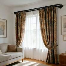 黑色双层窗帘杆，长度40至165英寸，遮光环绕式窗帘杆，3/4英寸遮光伸缩双层窗帘杆，易于安装且可调节，重型弧形拼接遮光双层杆，全金属材质，铝制支架 - 雙層遮陽-黑色 - 查看 12