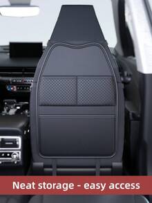 DERANFU Deeran Rhombus Minimalist Leather Car Seat Back Storage Bag, Multi-Functional Large Capacity Hanging Organizer, Universal Fit - A - View 8