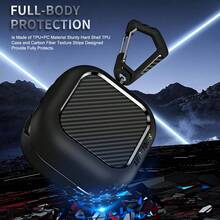 适用于 Galaxy Buds 4 Pro/Galaxy Buds 4 (2026) 的坚固防震保护壳，带清洁刷 - 哑光黑 - 白色 - 查看 4