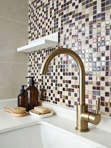 WoStick 10 Inch X 10 Inch Waterproof Textured Vinyl DIY Wallpaper, Self-Adhesive Backsplash Tile, Peel And Stick Mosaic Tile, For Home Decor - Rose Gold - View 5