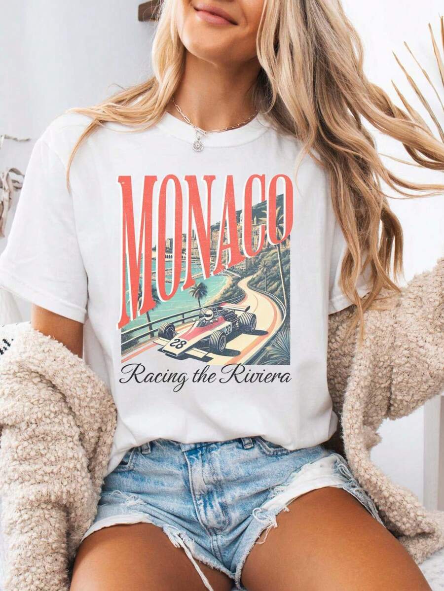Artsadd Vintage Monaco Racer Shirt | Formula Racing T-Shirt | Retro Motorsport Racing Tee | French Riviera Racing Shirt | Unisex F1 Racecar T-Shirt - 10 - Xem 1