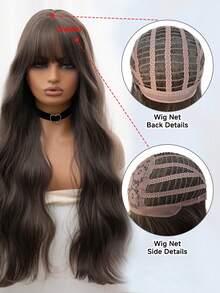 这款30英寸长的合成假发，拥有自然波浪卷发造型，呈现迷人的黑棕色。假发带有刘海设计，采用耐热纤维制成，经久耐用。这款假发非常适合日常佩戴，外观自然逼真，宛如真发。 - 黑棕色 - 查看 8