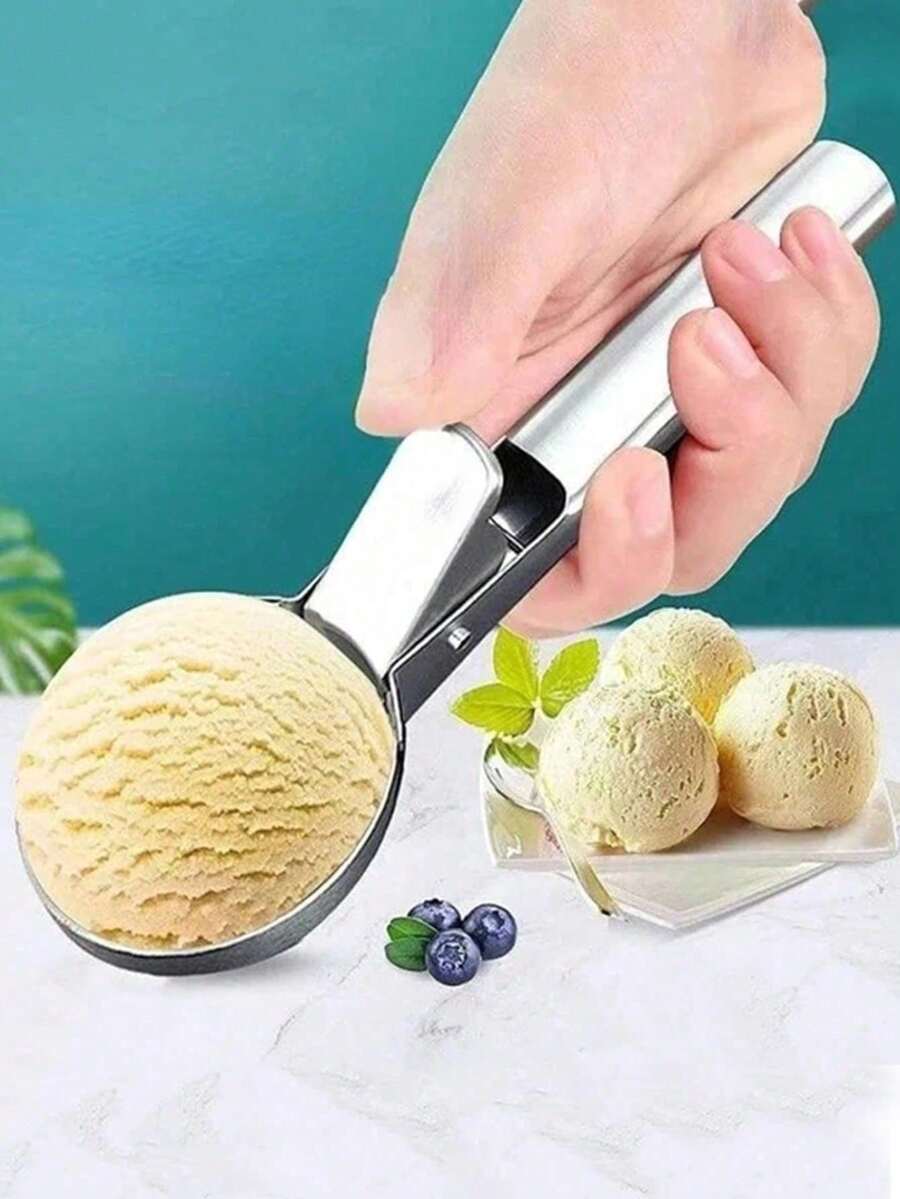 1pc Stainless Steel Multi-Function Ice Cream Scoop, Can Be Used As Ice Cream Spoon, Fruit Spoon, Multi-Purpose Ice Cream Scoop, Fruit Ice Cream Spoon - Multicolor - View 1