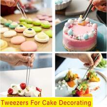 5pcs Stainless Steel Cooking Tweezers Set, Mini Tongs, Professional Chef Tweezers For Cooking, Repairing, Seafood, Grilling, Multi-Purpose Kitchen Tools - Silver - View 8