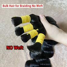 Human Braiding Hair For Boho Braids Body Boho Hair For Braiding Knotless 15A Body Wave Bulk Bohemian Natural Black 100% Unprocessed Body Human Hair Extensions 1 Bundles /50g - Natural Black - 查看 7