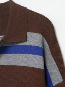 Camisa polo de punto a rayas minimalista para mujer, primavera/verano - Multicolor - Ver 7