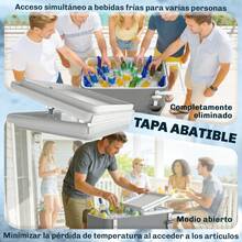Outsunny Carrito Nevera de 56L con Ruedas, Carro de Bebidas con Estante, Abrebotellas, Recogetapas, Drenaje y Asa, Mesa Nevera Jardín Exterior para Patio, Fiesta, BBQ, 84x38x83 cm, Gris - Gris - Ver 4