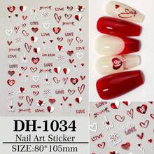 Red Rose Heart Nail Art Stickers, Flat With Adhesive Backing, DIY Nail Decals For Valentine's Day Atmosphere - Multicolor - View 4