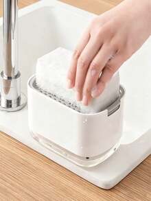 Tableware Soap Dispenser And Sponge Stand, Sink Soap Pump Dispenser, Liquid Soap Dispenser, Kitchen Detergent Press Box, Suitable For Kitchen, Bathroom And Sink (Black, White) - T577 Press-type Soap Dispenser - View 1