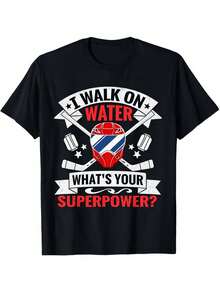 Playera casual hombre Caminando Sobre el Agua ¿Cuál Tu Superpoder? Camiseta de Barbero |       Camiseta Gráfica Clásica de Manga Corta con Cuello Redondo para Hombre, Color Negro, p - Negro - Ver 8
