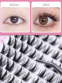 10 Rows 100 Clusters C Curl Flared Cartoon Eyelashes, 9mm-14mm Segmented Lashes, Cat Eye Lashes, Segmented Lashes, Natural Makeup Effect, Suitable For Cosplay And Cartoon Style, Soft And Elongated, Cat Eye Lashes, Single Natural Long Forked Mink Lashes, Reusable, Comfortable And Seamless, Suitable For Daily, Party, Valentine's Day, Travel, Photography, Holiday Makeup, Segmented Lashes, Single Lashes, False Eyelashes. - C - 查看 3