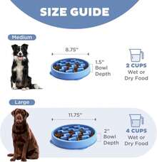 Tazón Slo Fun Feeder de Outward Hound - Grande, capacidad de 4 tazas, alimentación lenta, para perros medianos a grandes, antideslizante, azul, patrón de muesca - ColorA - Ver 5