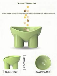1pc Macaron Elephant Leg Neck Protection Cat Food Bowl Anti-Tip Pet Bowl, Multiple Colors Available, Beautiful Colors - 300ml - View 2