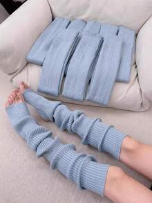 1 Đôi tất giữ ấm chân, giúp thon gọn, họa tiết sọc dọc màu khoai lang. - Màu xanh lam - Xem 1