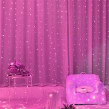 600颗LED灯珠窗帘灯，尺寸6米*3米，8种灯光模式，带遥控器和定时器，USB供电，适用于房间、窗户、婚礼、派对、圣诞节等场合。 - USB窗簾燈串 - 查看 16