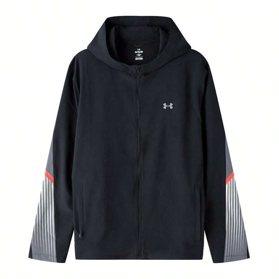 Under Armour UA Velociti Storm 连帽夹克,男士轻便舒适休闲运动通勤夹克 6005900-001 - 黑色 - 查看 1