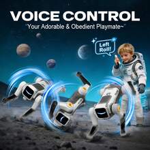 1 pieza Perro robot programable, compatible con control remoto y control por voz, juguete RC de 2.4Ghz con batería recargable, equipado con luces, música, canto, baile, acrobacias de 360°, demostración con un solo botón, juguete robot interactivo adecuado para niños y niñas de 6 a 12 años, regalo de cumpleaños/Halloween/Navidad - Multicolor - Ver 7