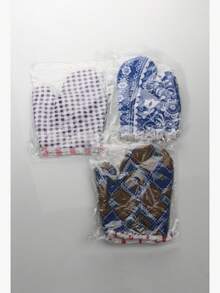 2pcs Heat Resistant Polyester Oven Mitts - Thick Insulated Gloves With Hanging Loop For Microwave And Stove - Hand Wash Only (Random Style) - View 7