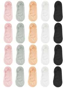 1/5/10 paires de chaussettes invisibles d'été en soie pour femmes, chaussettes fines et respirantes à coupe basse avec silicone antidérapant - Multicolore - Voir 12