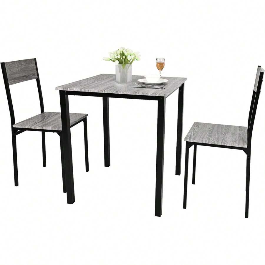 Dining Table And Chairs Set 4, Breakfast Dining Table And 4 Chairs 5 Piece Dining Room Set - Grey - View 1