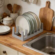 1pc Kitchen Lid Organizer Rack, 1pc Dish Drying Rack, 1pc Creative Desktop Bookshelf, 1pc Bowl Lid Separator Rack - Multicolor - View 3