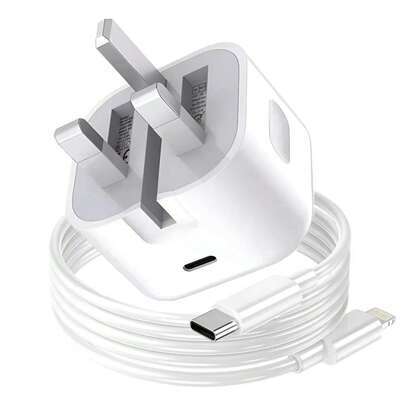 UK Plug Charger Set: 3.3ft/100cm Type-C To Lightning Fast Charging Data Cable, USB Wall Charger Adapter, Travel Plug Compatible With IPhone 14 Pro/13 Pro/12/12 Pro Max/11 Pro Max/XS Max/XS/XR/X/8