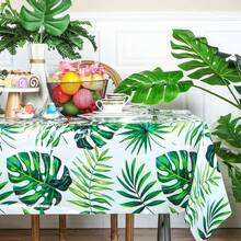 1pc 54 X 108 Inches Hawaiian Party Tablecloth, Tropical Palm Leaves Table Covers, Plastic Disposable Table Decorations For Summer Beach Cocktail Safari Jungle Party Supplies - Multicolor - View 4