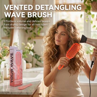 1個 軽量 中空櫛 自然なカール スタイリングツール エルゴノミックハンドル 友人へのギフト